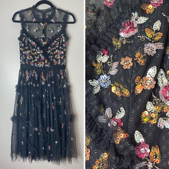 NWT NEEDLE & THREAD DRESS 2 BLACK MILKMAID WITCHY EDGY WHIMSIGOTH EVENT COCKTAIL - Picture 2 of 16